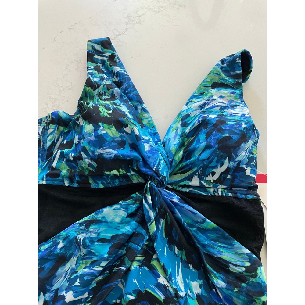 Miradonna by Miraclesuit One Piece Swimsuit Blue Sheer Bodice Size 8 1974174 NEW - Picture 2 of 7